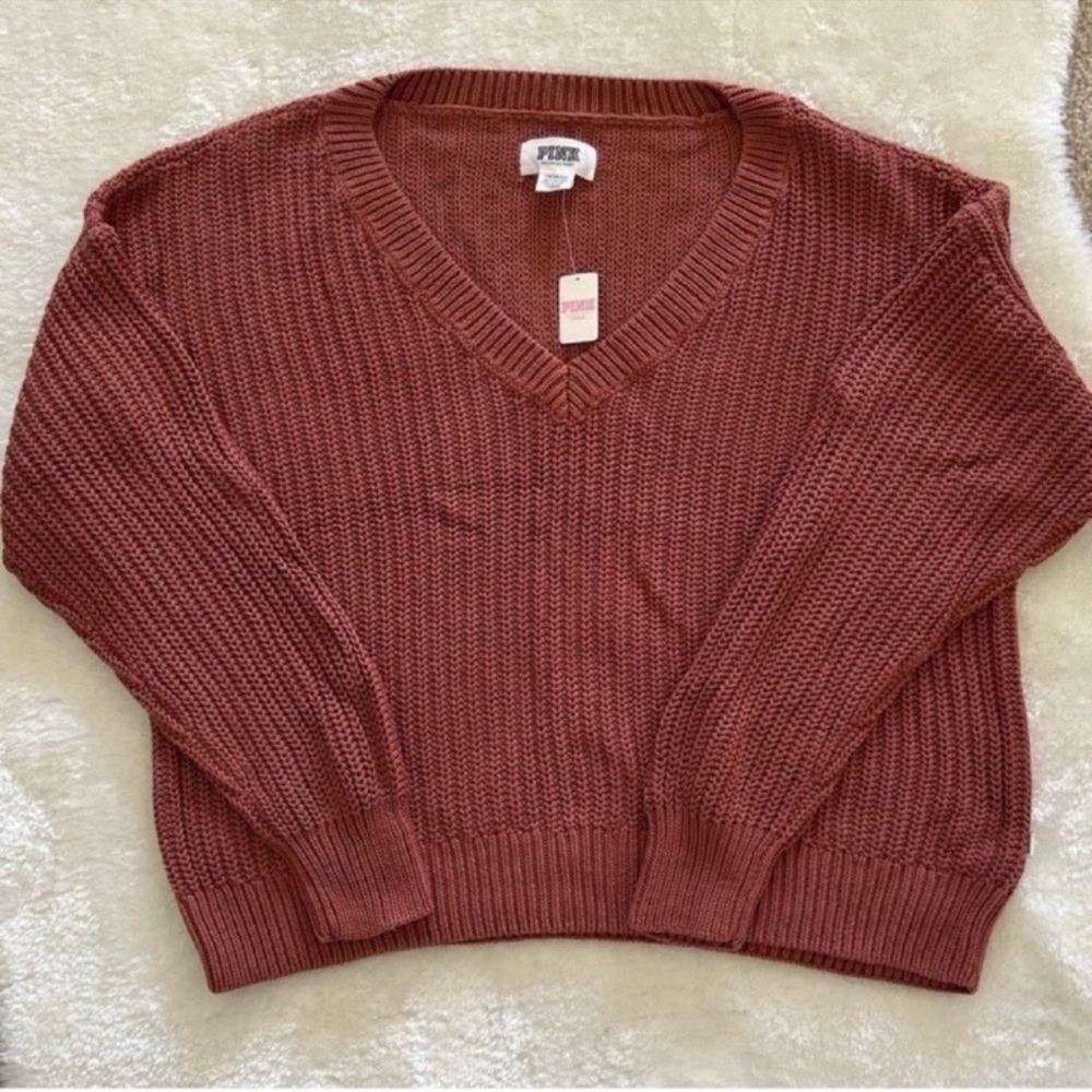 Pink Victoria’s Secret Boyfriend V-neck Sweater